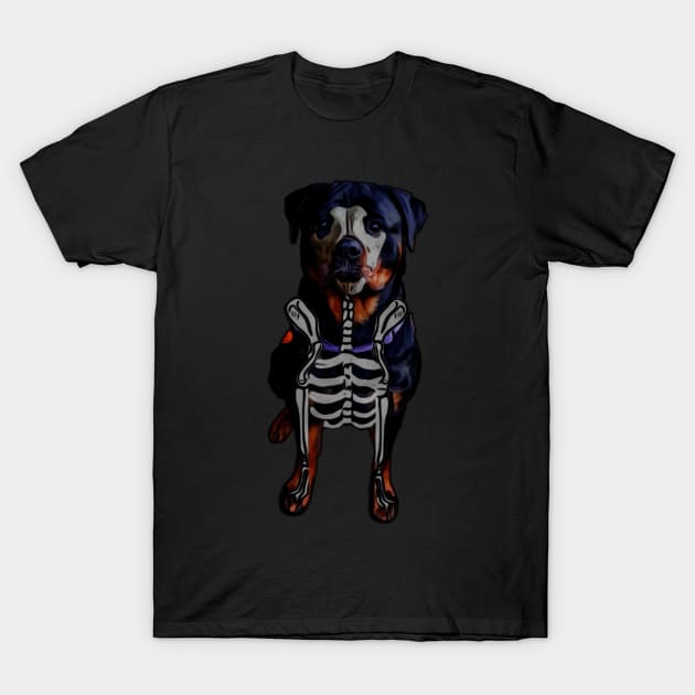 Rottweiler Halloween skeleton T-Shirt by Freedomink